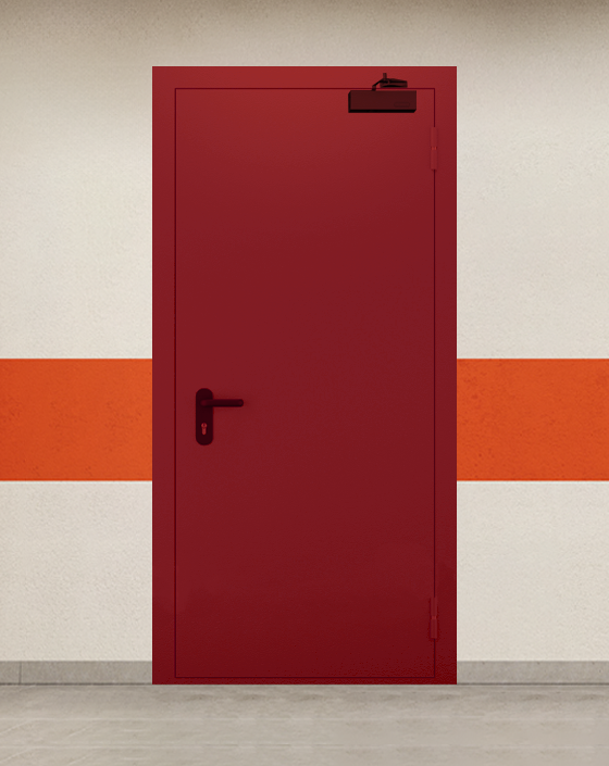 Противопожарная однопольная красная дверь EI 45