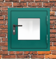 Люк металлический зеленый с окном