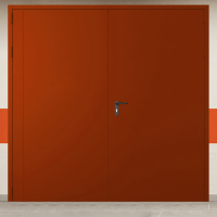 Ворота металлические двустворчатые красные без доводчика