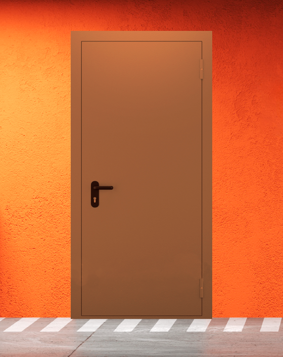 Противопожарная однопольная коричневая дверь EI 60 (2-го типа) без доводчика
