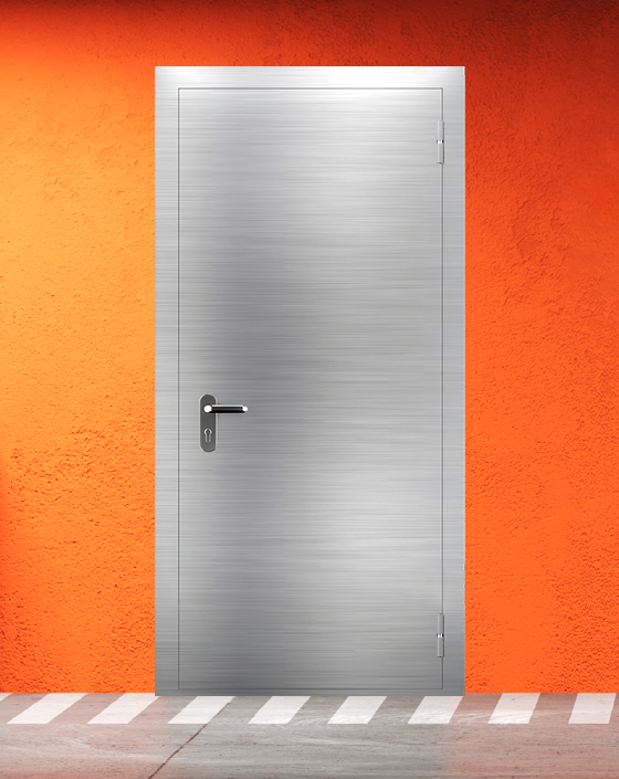 Противопожарная однопольная из нержавеющей стали серая дверь EI 45 без доводчика