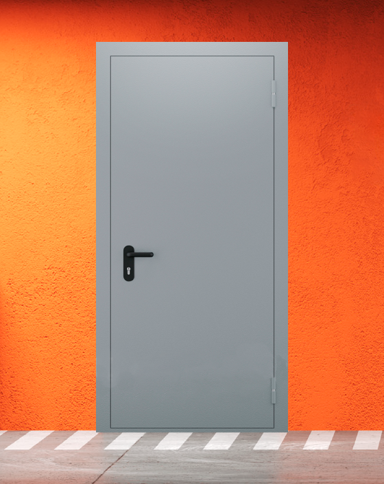 Противопожарная однопольная серая дверь EI 30 (3-го типа) без доводчика