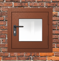 Люк металлический коричневый с окном